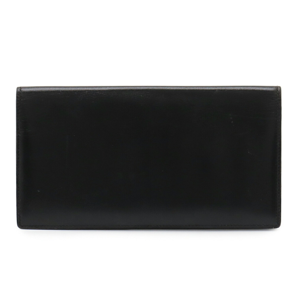 HERMES Osaka Long Wallet, Bi-fold Box Calf Leather, Black